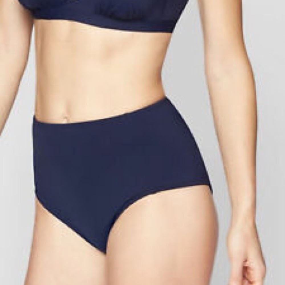 NWT Athleta High Waist Full Bottom Navy Blue Swim Bottom